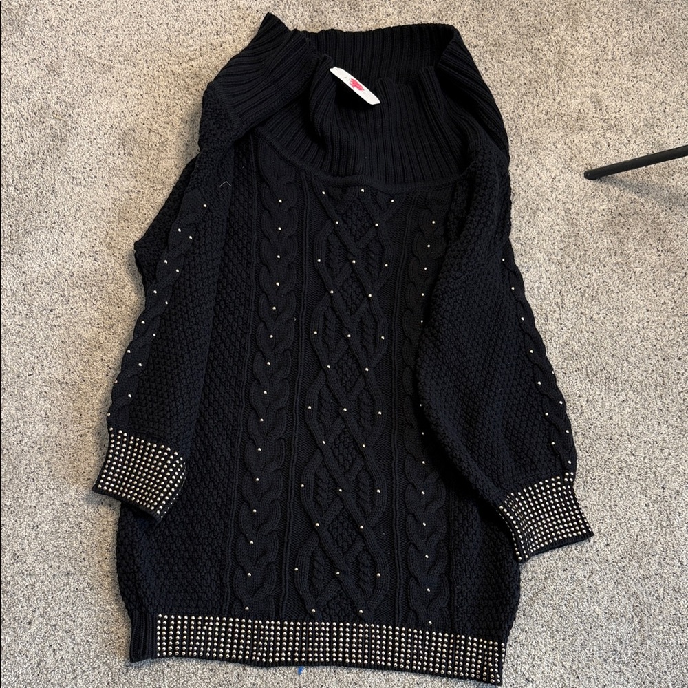 Studded Cable Knit Sweater Dress